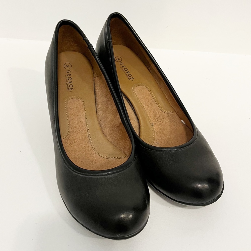 George Comfort Leather Sara Black Heels size 8